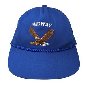 Midway Slideback Baseball Cap Blue OS Adjustable Embroidered Rope Designer Pro